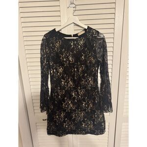 ALTAR'D STATE GLAM LACE METALLIC‎ MINI HOLIDAY DRESS SZ M